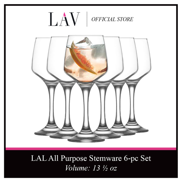 LAV Lal 6 Pieces All Purpose Stemware (13 1/2 oz)