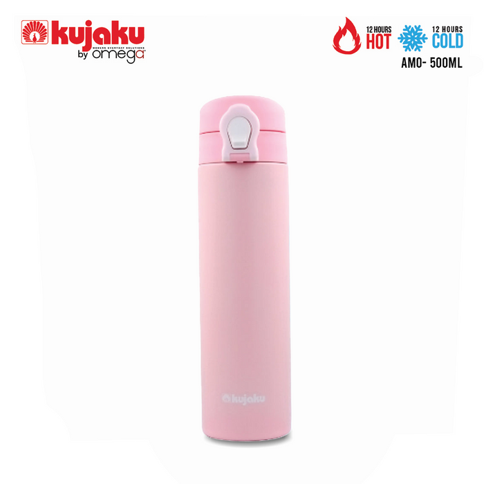Kujaku AMO by Omega One Touch Stainless Steel Vacuum Bottle 24 Hours Cold & 12 Hours Hot