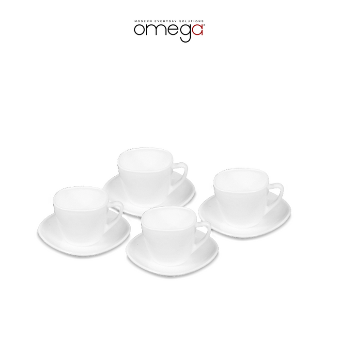 Elara Square Opal Cups and Saucers Set