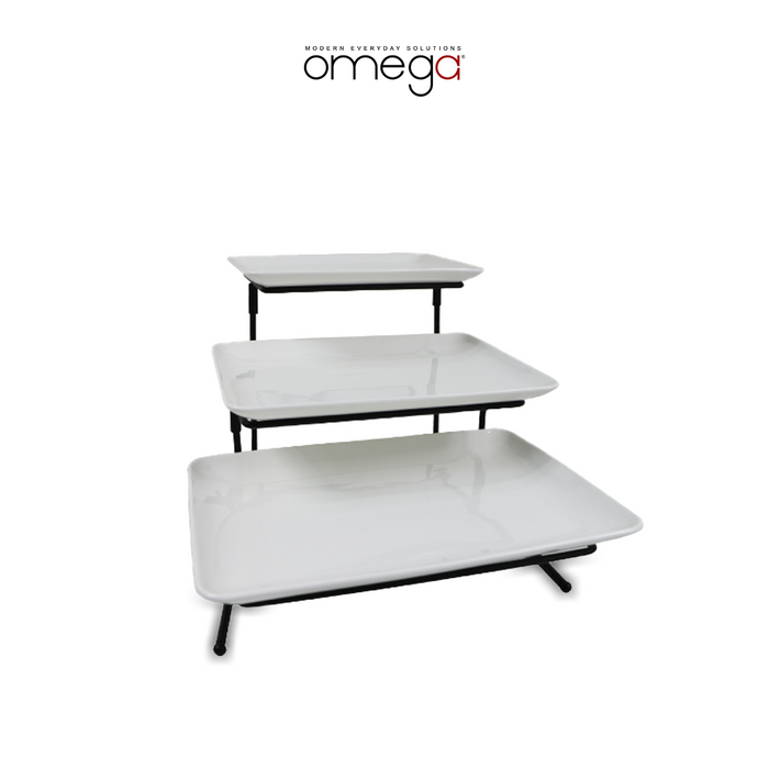 Shara 3 Tier Rectangular Plate with Collapsible Rack