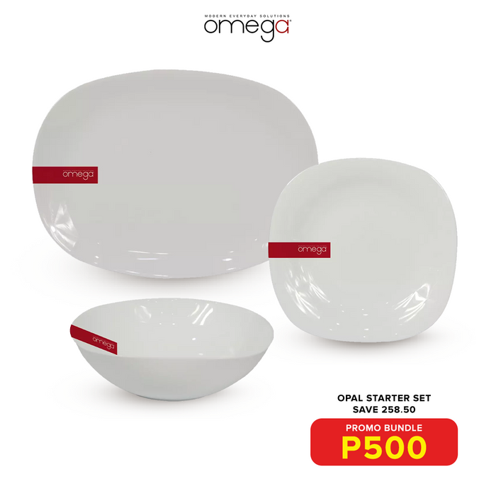 9.5  Square Opal Dinner Plate, 9  Square Opal Bowl & 13.5  Square Opal Dinner Oval Plate