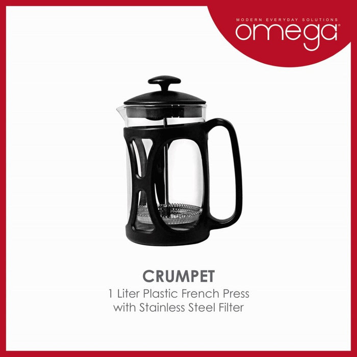Omega Houseware Crumpet French Press Coffee & Tea Maker Glass Brewer  600ML/800ML/1000ML