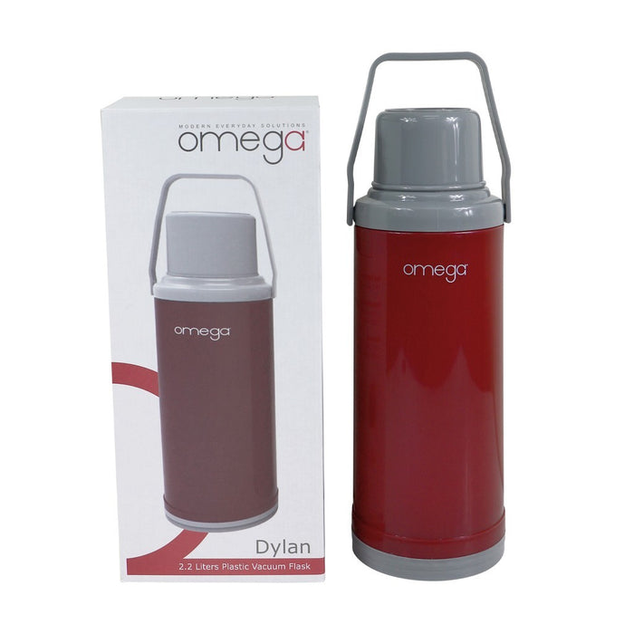 Omega Houseware Dylan 2.2L Plastic Vacuum Flask I 12hr Heat Retention Thermal Thermo