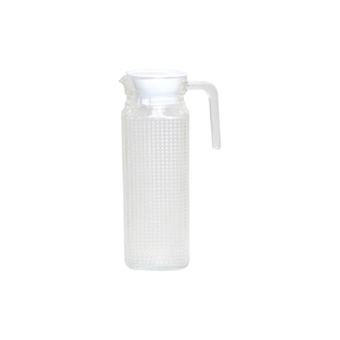 Omega Houseware Callan 1L Square Clear Embossed Glass Pitcher