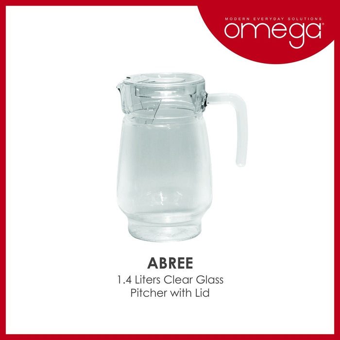 Omega Abree 1.4L High Quality Clear Everyday Glass Pitcher with Gift Box