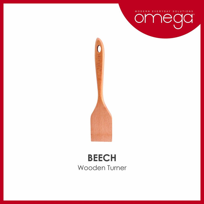 Omega Houseware Beech Wooden Turner Non-Stick Cookware Safe Spatula