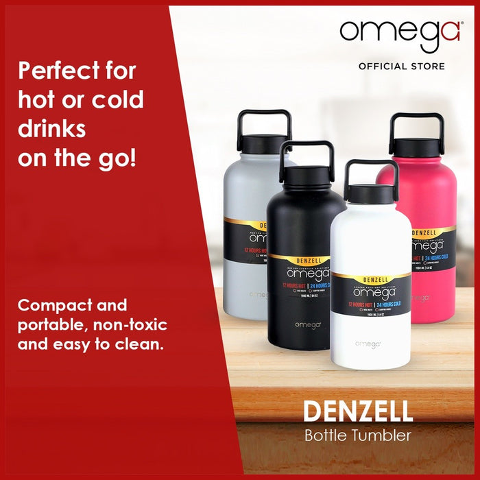 Omega Houseware Denzell Double Wall Stainless Steel Travel Tumbler 64oz with FREE Spout