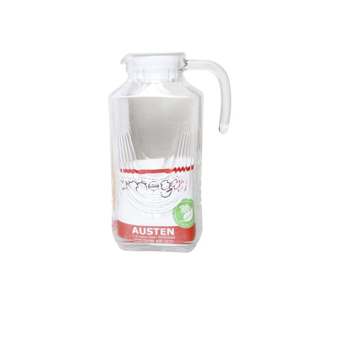Omega Houseware Austen 1.8L Clear Embossed High Quality Glass Pitcher