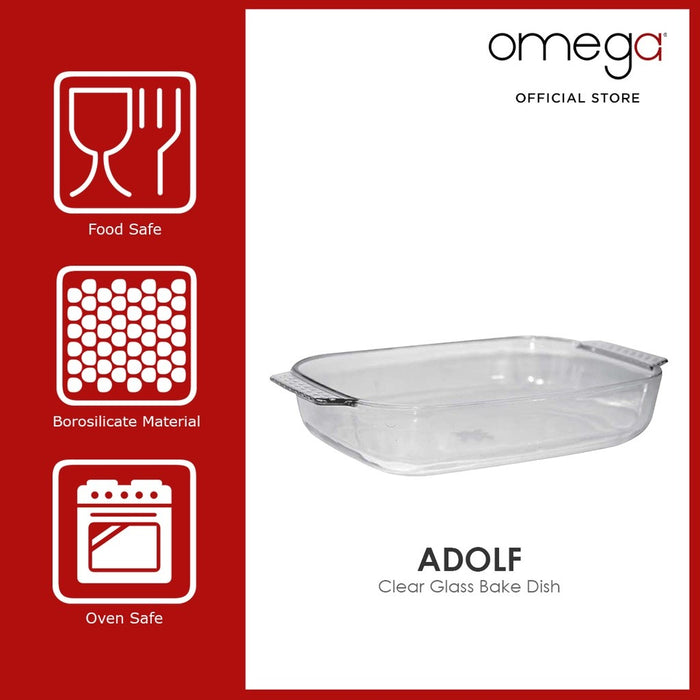 Omega Houseware Adolf Rectangular Glass Bakedish Oven & Microwave Safe 1800ml / 2500ml / 3100ml