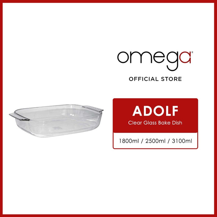 Omega Houseware Adolf Rectangular Glass Bakedish Oven & Microwave Safe 1800ml / 2500ml / 3100ml