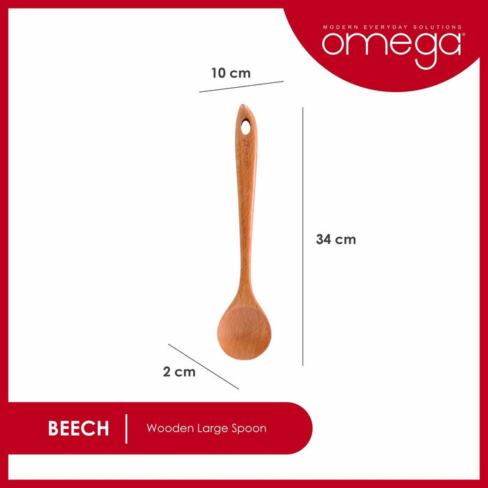 Omega Houseware Large Wooden Spoon Non-Stick Cookware Safe