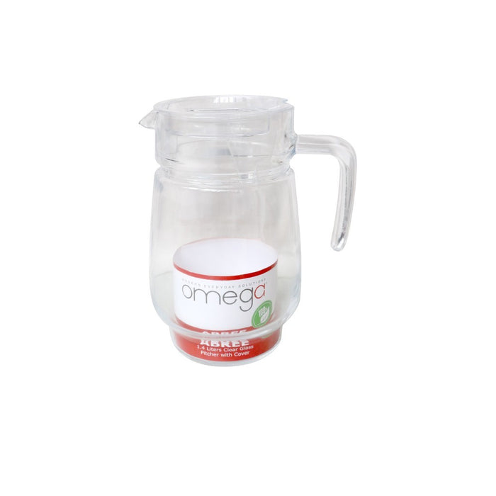 Omega Abree 1.4L High Quality Clear Everyday Glass Pitcher with Gift Box
