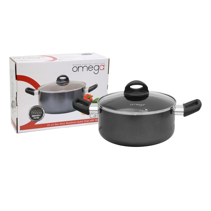 Omega Houseware Callie Aluminum Non-Stick Coat Sauce Pot Casserole with Lid & Steam Vent I Induction