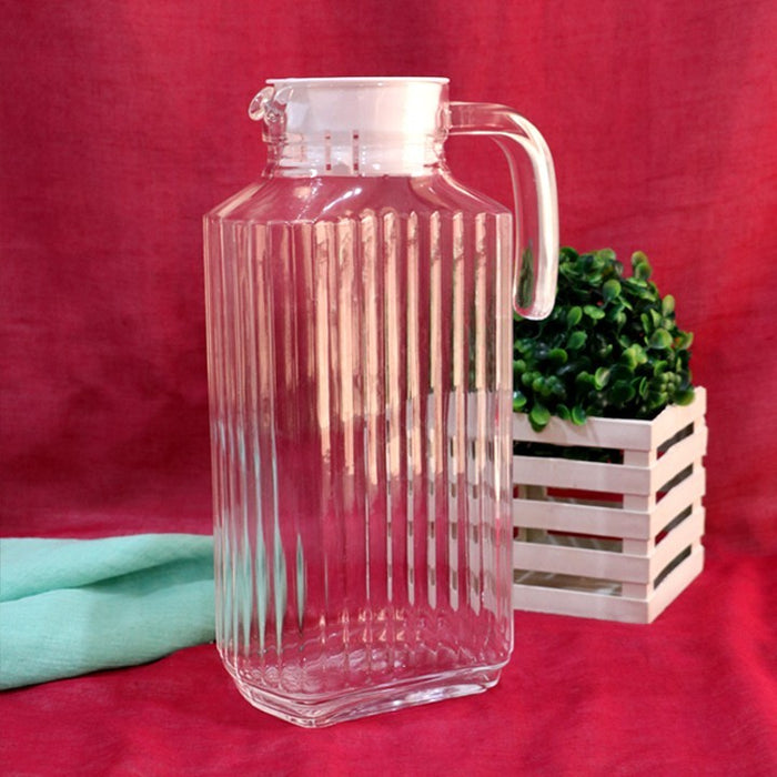 Omega Houseware Azalea 1.8L Clear Embossed High Quality Glass Pitcher  with Lid