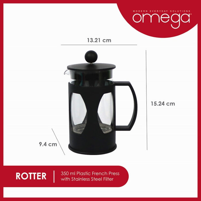 Omega Houseware Rotter French Press Coffee & Tea Maker with Stainless Steel Filter 350ml/600ml