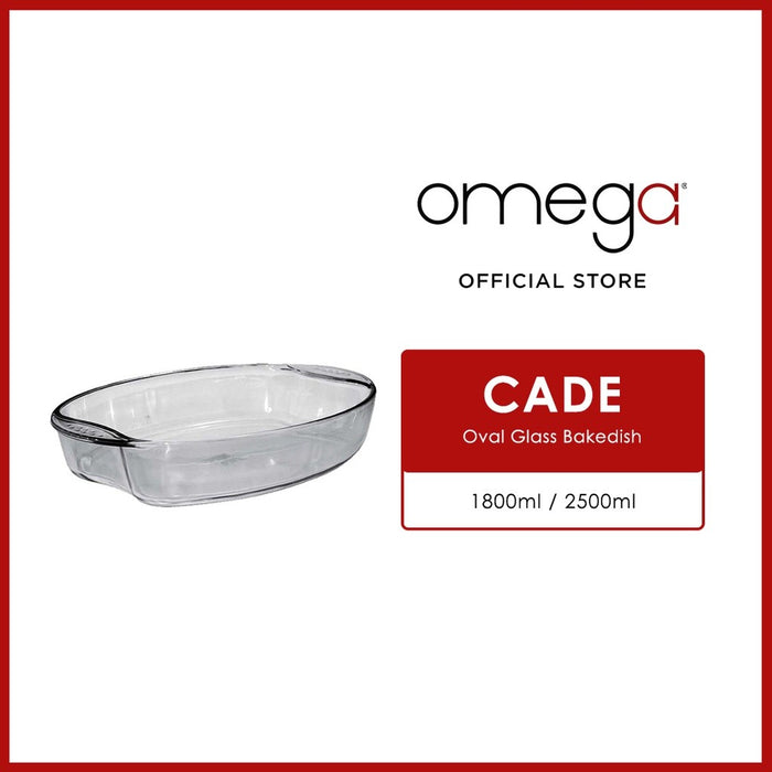 Omega Houseware Cade Oval Glass Oven and Microwave Safe Bakedish 1800ml / 2500 ml