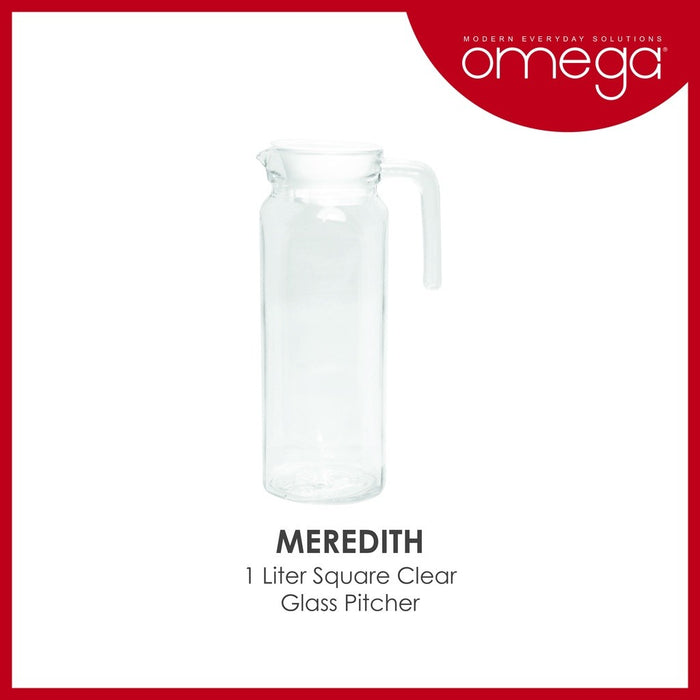 Omega Meredith Square Clear Glass Pitcher 1L