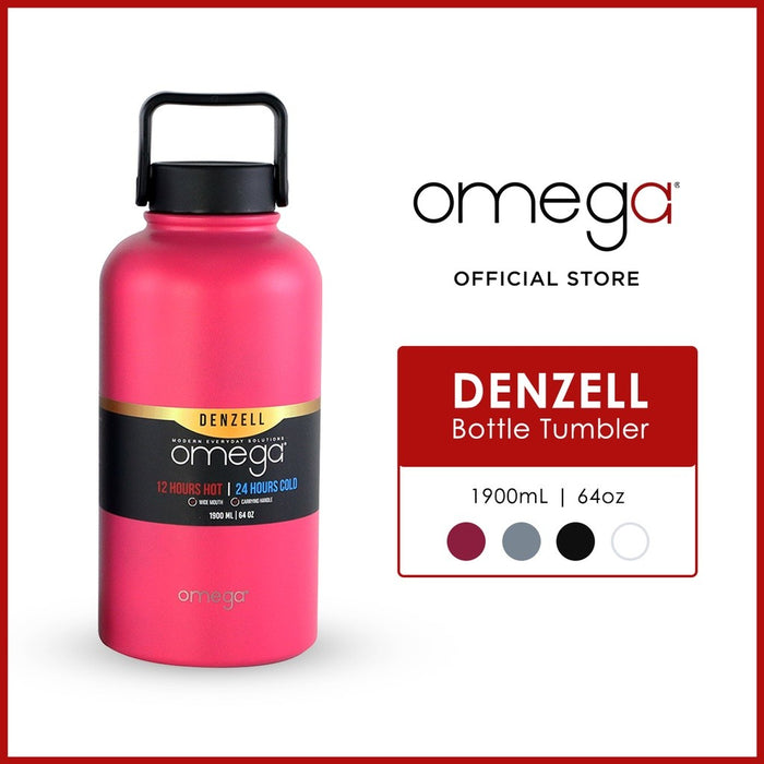 Omega Houseware Denzell Double Wall Stainless Steel Travel Tumbler 64oz with FREE Spout