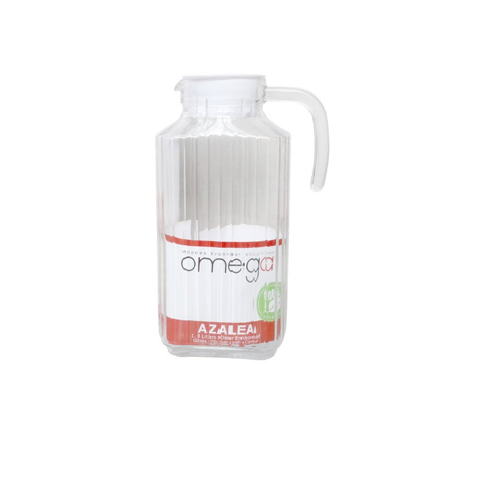 Omega Houseware Azalea 1.8L Clear Embossed High Quality Glass Pitcher  with Lid