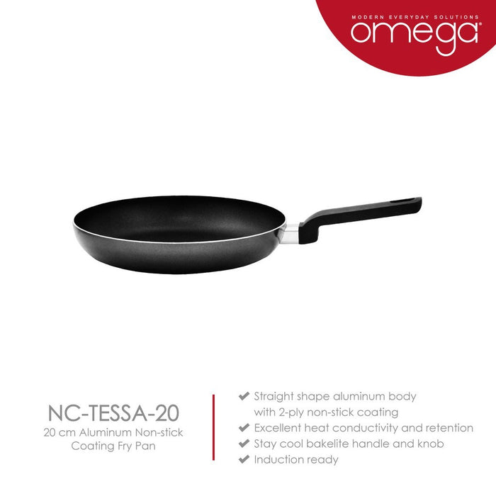 Omega  Houseware Tessa Aluminum 2-Layer Non-Stick Coated Frying Pan Induction Safe 22cm/24cm/26cm/28