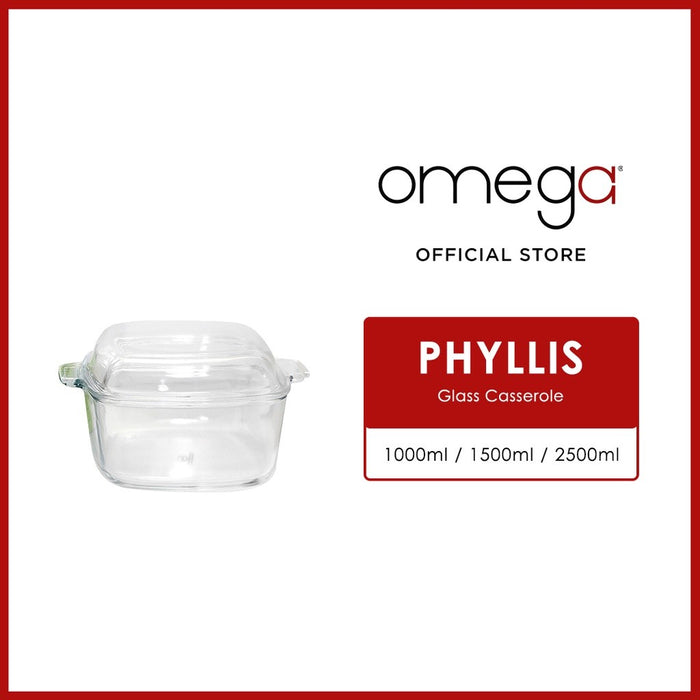 Omega Houseware Phyllis Square Glass Casserole