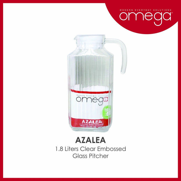 Omega Houseware Azalea 1.8L Clear Embossed High Quality Glass Pitcher  with Lid