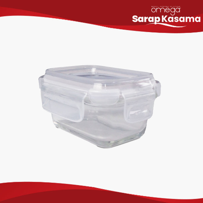 Omega Houseware Robbia Rectangular Glass Food Keeper Airtight Storage, and leakproof lid