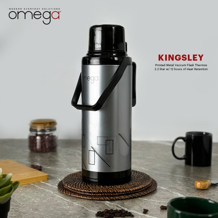 Omega Houseware Kingsley 2.2L Metal Vacuum Flask Thermo – 12hr Heat Retention