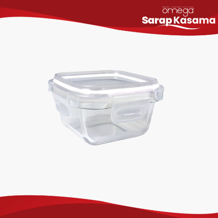 Omega Houseware Robbia Rectangular Glass Food Keeper Airtight Storage, and leakproof lid
