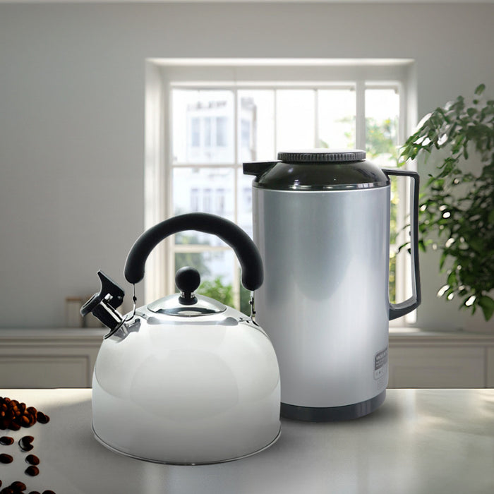 Omega Houseware Kapertner Bundle 1L Thermal Carafe with 2L Whistling Kettle