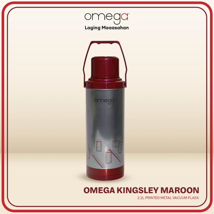 Omega Houseware Kingsley 2.2L Metal Vacuum Flask Thermo – 12hr Heat Retention