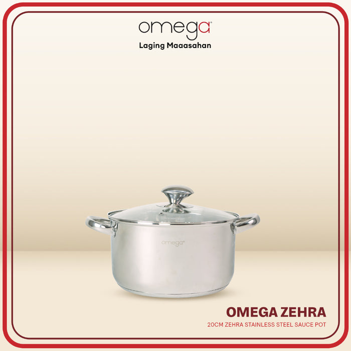 Omega Houseware Zehra Stainless Steel Saucepot with Lid Induction Ready in Gift Box 20cm/22cm/24cm