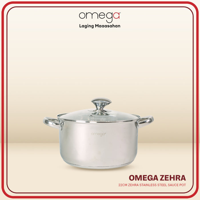 Omega Houseware Zehra Stainless Steel Saucepot with Lid Induction Ready in Gift Box 20cm/22cm/24cm