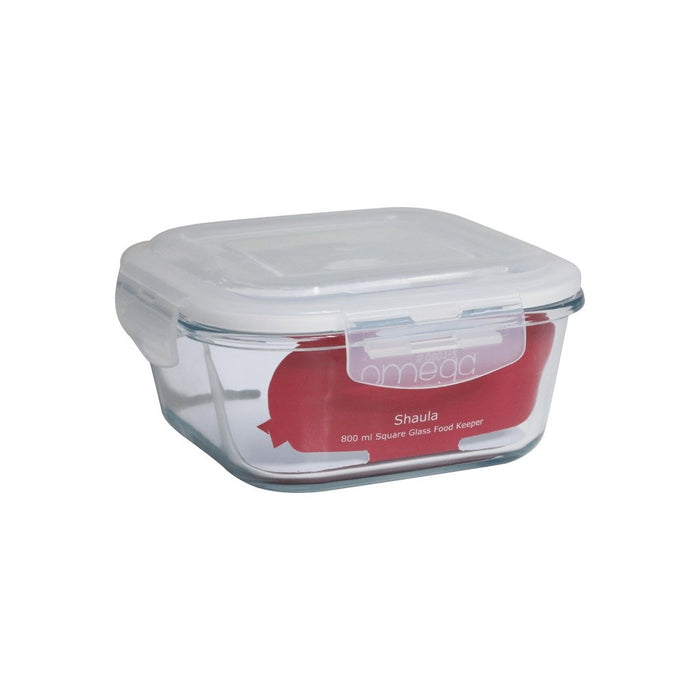 Omega Houseware Shaula Square Glass Food Keeper Airtight Storage and Leakproof Lid