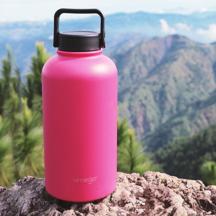 Omega Houseware Denzell Double Wall Stainless Steel Travel Tumbler 64oz with FREE Spout