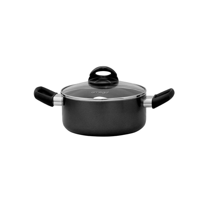 Omega Houseware Callie Aluminum Non-Stick Coat Sauce Pot Casserole with Lid & Steam Vent I Induction