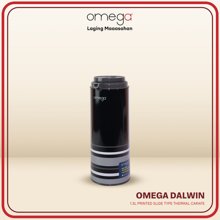 Omega Houseware Dalwin Printed Metal Thermal Carafe Thermo with Gift Box 1.3L/1.6L/1.9L