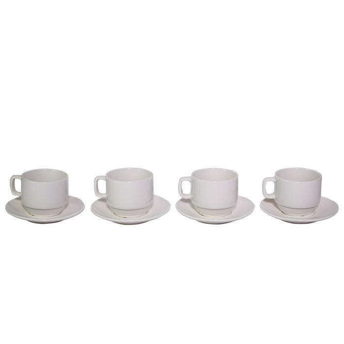 Omega Houseware Mavis Newbone Cups and Saucer 8pcs White Tableware