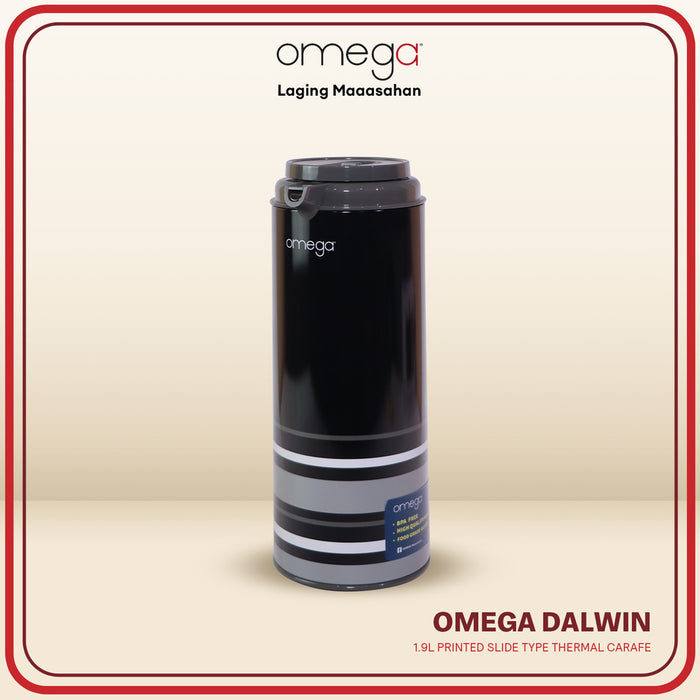 Omega Houseware Dalwin Printed Metal Thermal Carafe Thermo with Gift Box 1.3L/1.6L/1.9L