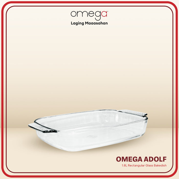 Omega Houseware Adolf Rectangular Glass Bakedish Oven & Microwave Safe 1800ml / 2500ml / 3100ml