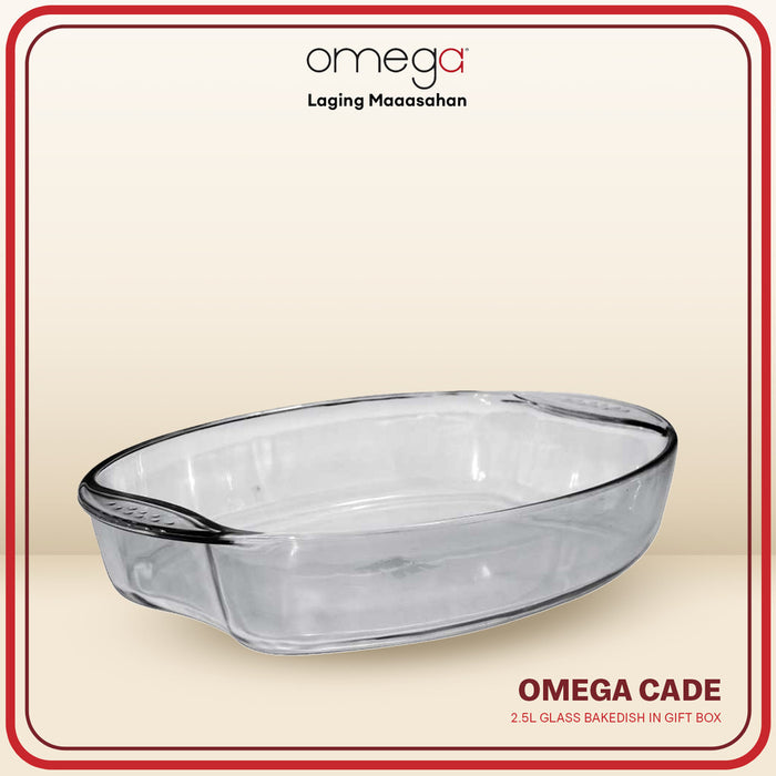 Omega Houseware Cade Oval Glass Oven and Microwave Safe Bakedish 1800ml / 2500 ml