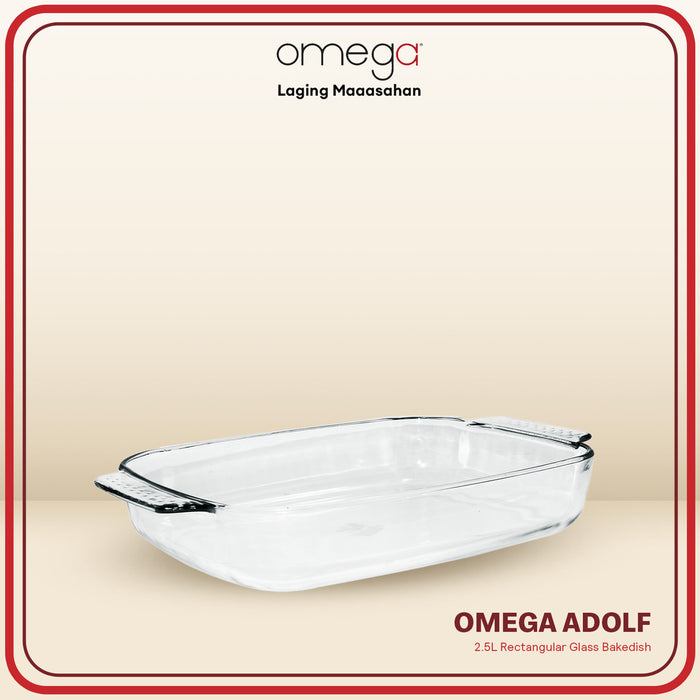 Omega Houseware Adolf Rectangular Glass Bakedish Oven & Microwave Safe 1800ml / 2500ml / 3100ml