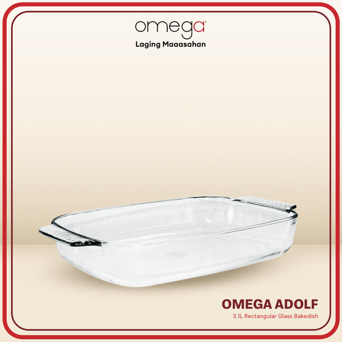 Omega Houseware Adolf Rectangular Glass Bakedish Oven & Microwave Safe 1800ml / 2500ml / 3100ml