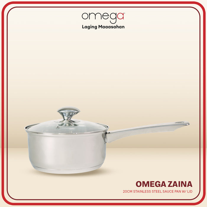 Omega Houseware Zaina Stainless Steel Saucepan with Lid Mirror FInish & Induction Ready 18cm/20cm