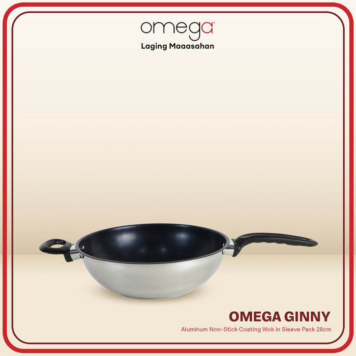 Omega Houseware Ginny 28cm Aluminum Non-Stick Wok Pan in Sleeve Pack Induction Ready