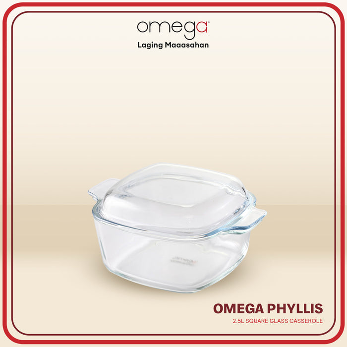 Omega Houseware Phyllis Square Glass Casserole