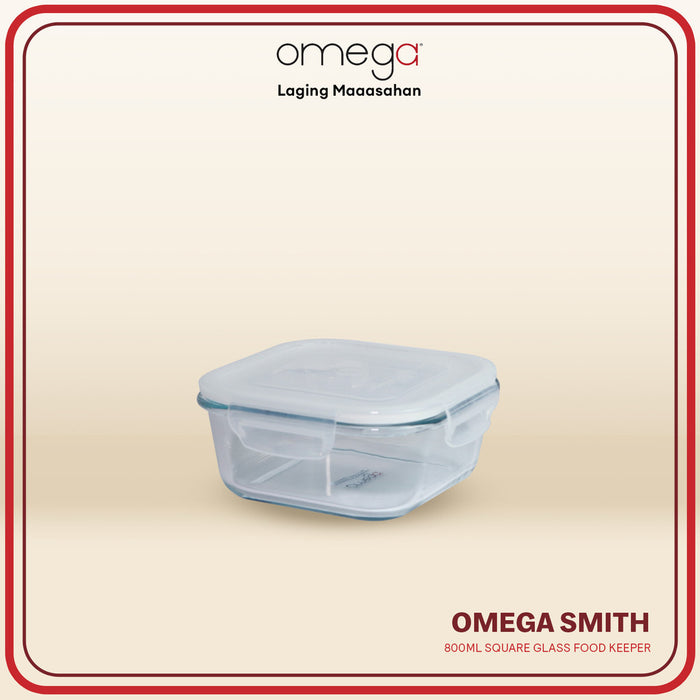 Omega Houseware Smith Square Glass Food Keeper Airtight Storage in Gift Box 310ml / 525ml / 800ml