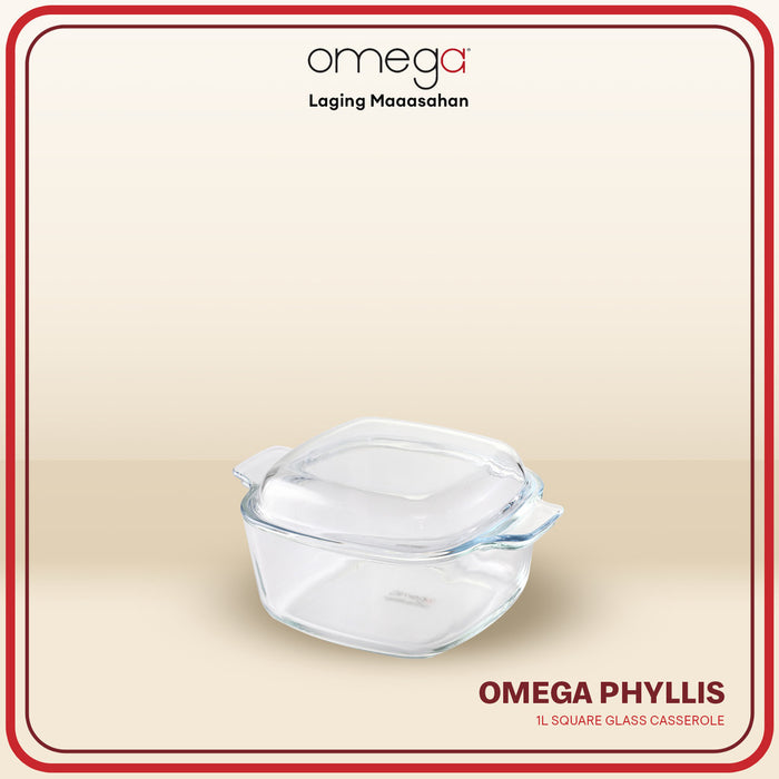 Omega Houseware Phyllis Square Glass Casserole