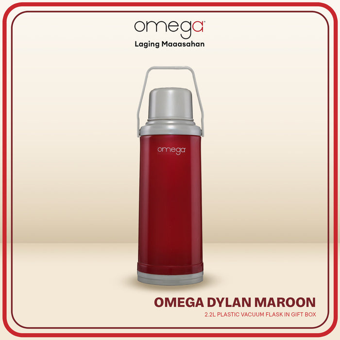 Omega Houseware Dylan 2.2L Plastic Vacuum Flask I 12hr Heat Retention Thermal Thermo