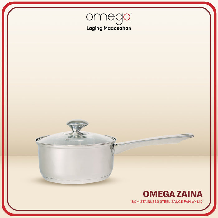Omega Houseware Zaina Stainless Steel Saucepan with Lid Mirror FInish & Induction Ready 18cm/20cm
